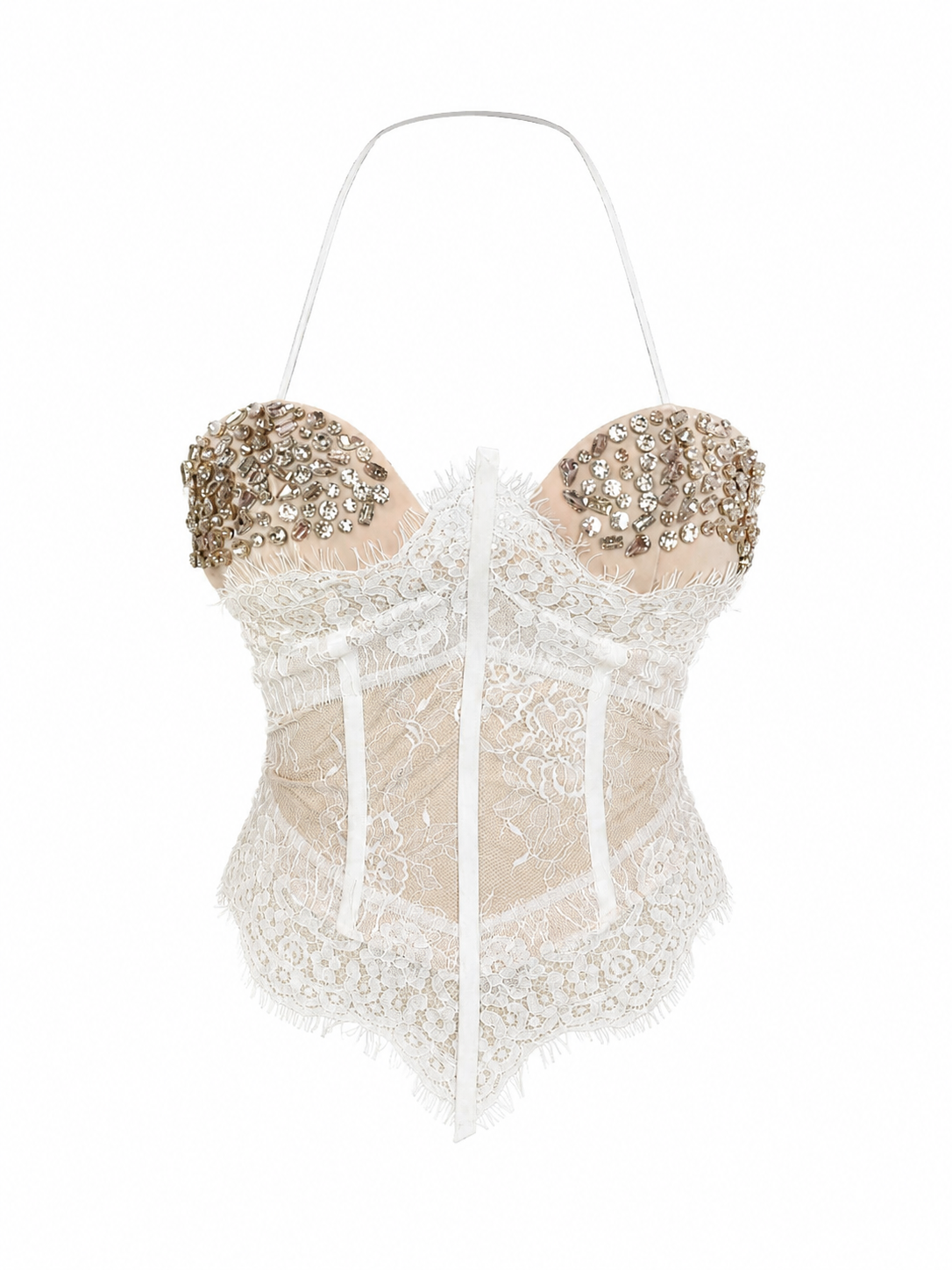 Corset elastic cu pietre argintii