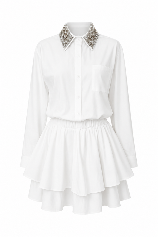 Rochie cu guler brodat